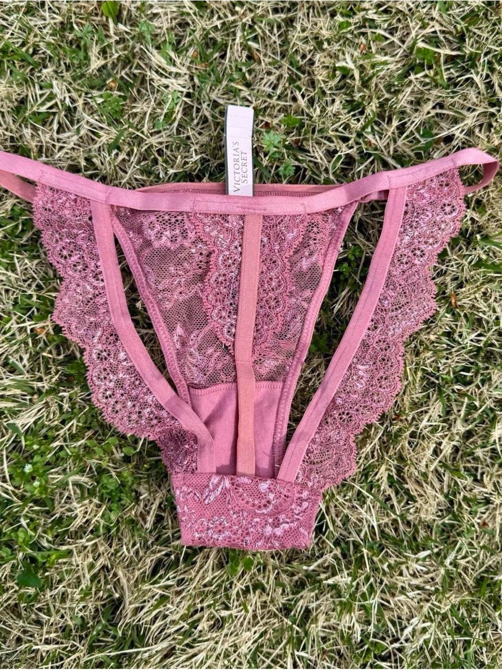 Victoria's Secret Dusty Rose Lace Strappy Thong